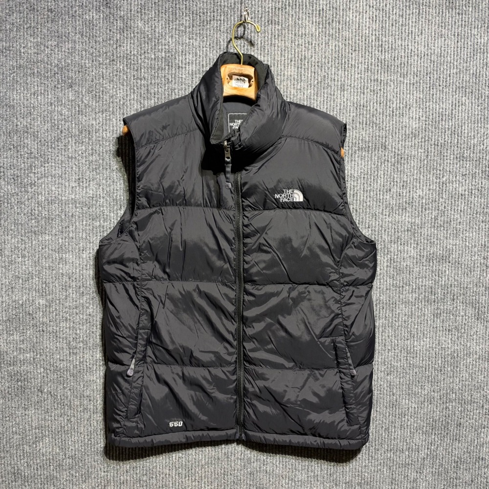 The North Face Puffer Vest Mens M Black 550 Down Insulated Sleeveless Jacket